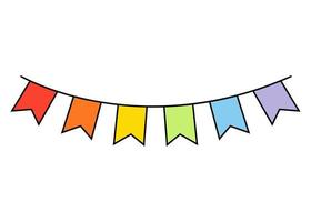 Flat rainbow garland doodle icon. vector