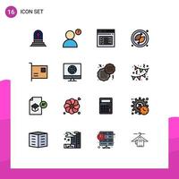 16 User Interface Flat Color Filled Line Pack of modern Signs and Symbols of gadget computers web card fish Editable Creative Vector Design Elements