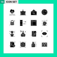 Modern Set of 16 Solid Glyphs and symbols such as internet measure monastery degree signboard Editable Vector Design Elements