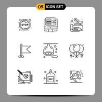 Modern Set of 9 Outlines and symbols such as lemon diet money citrus map Editable Vector Design Elements