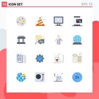 Universal Icon Symbols Group of 16 Modern Flat Colors of shopping payment computer online pc Editable Pack of Creative Vector Design Elements