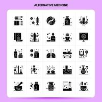 sólido 25 conjunto de iconos de medicina alternativa diseño de estilo de glifo vectorial conjunto de iconos negros diseño de ideas de negocios web y móvil ilustración vectorial vector