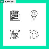 Pack of 4 Line Style Icon Set Outline Symbols for print Creative Signs Isolated on White Background 4 Icon Set vector