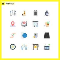 Group of 16 Modern Flat Colors Set for pot user capital trash delete Editable Pack of Creative Vector Design Elements