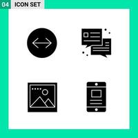 Pack of 4 Solid Style Icon Set Glyph Symbols for print Creative Signs Isolated on White Background 4 Icon Set Creative Black Icon vector background