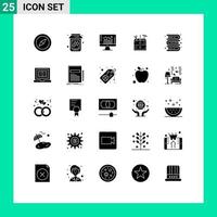 Modern Set of 25 Solid Glyphs and symbols such as knowledge books report tools box Editable Vector Design Elements