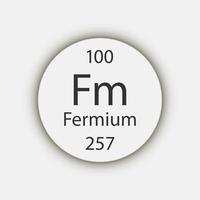 Fermium symbol. Chemical element of the periodic table. Vector illustration.
