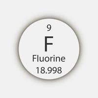 Fluorine symbol. Chemical element of the periodic table. Vector illustration.