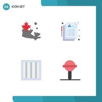4 Thematic Vector Flat Icons and Editable Symbols of map prison care record rattle Editable Vector Design Elements