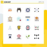 Set of 16 Modern UI Icons Symbols Signs for crew direction men arrow project goal Editable Pack of Creative Vector Design Elements