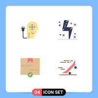 Universal Icon Symbols Group of 4 Modern Flat Icons of boosting power knowledge charge delivered Editable Vector Design Elements