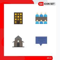 4 User Interface Flat Icon Pack of modern Signs and Symbols of building municipal conference building bubble Editable Vector Design Elements