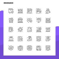 conjunto de iconos de línea de seguros conjunto de 25 iconos diseño de estilo minimalista vectorial conjunto de iconos negros paquete de pictogramas lineales vector