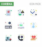 25 conjunto de iconos de emergencia de coronavirus diseño azul, como el manual del libro de medicina, el servicio médico en línea, el coronavirus viral 2019nov, los elementos de diseño del vector de enfermedad