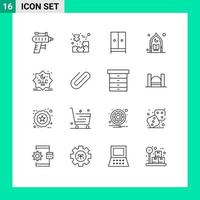 paquete de interfaz de usuario de 16 esquemas básicos de elementos de diseño vectorial editables para el hogar islam de la pieza musulmana de oración vector