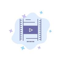 video lección educación cinematográfica icono azul sobre fondo de nube abstracta vector