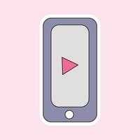 a play smartphone isolated on soft pink background vector