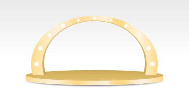 luxury gold arch display with light bulb 3d illustration vector for putting object