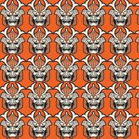 Seamless pattern with samurai masks vector