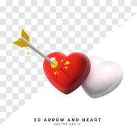 3d arrow and heart, Vector illustration