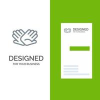manos de caridad ayudan a ayudar a las relaciones diseño de logotipo gris y plantilla de tarjeta de visita vector