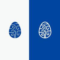 Celebration Decoration Easter Egg Holiday Line and Glyph Solid icon Blue banner Line and Glyph Solid icon Blue banner vector