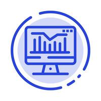 Computer Static Graph Monitor Blue Dotted Line Line Icon vector