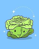 Cute Cabbage Character Vector Illustration. Flat and simple Illustration style