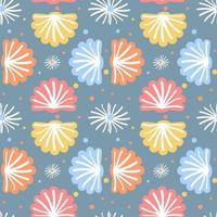 Ornament is made of abstract shells of different colors. Marine illustration in retro style with a delicate color scheme. Suitable for printing on textiles and paper. Gift wrapping, bedding. vector