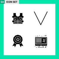 Pack of 4 Solid Style Icon Set Glyph Symbols for print Creative Signs Isolated on White Background 4 Icon Set vector