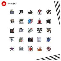 25 iconos creativos signos y símbolos modernos de educación tablero de parada de cocina de color elementos de diseño vectorial editables vector