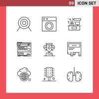 9 Universal Outlines Set for Web and Mobile Applications education sound chat module rack Editable Vector Design Elements