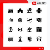 16 Universal Solid Glyph Signs Symbols of mainframe database school computing management Editable Vector Design Elements