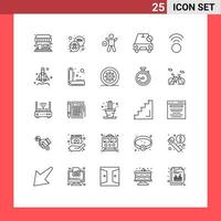 Set of 25 Commercial Lines pack for connection off gym no car Editable Vector Design Elements