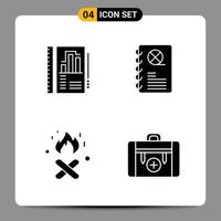 4 Black Icon Pack Glyph Symbols Signs for Responsive designs on white background 4 Icons Set vector