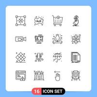 16 Creative Icons Modern Signs and Symbols of people find school search shop Editable Vector Design Elements