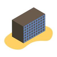 Building icon design with isometric style in 3d shape vector