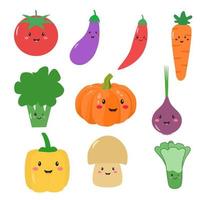 colección de vegetales de dibujos animados vector