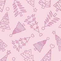 Pink christmas tree vector repeat pattern