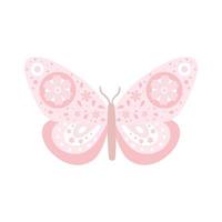 imágenes prediseñadas de mariposa rosa, dibujadas a mano vector