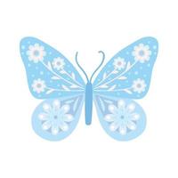 Blue butterfly clip art with floral decorations vector