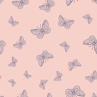 Blue and pink butterfly repeat pattern vector