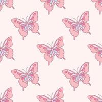 patrón de repetición de mariposa rosa, mosaico de repetición sin costuras vector