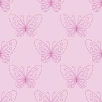 All pink butterfly repeat pattern vector