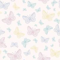 patrón de repetición de mariposa pastel, mosaico de patrón sin costuras vector