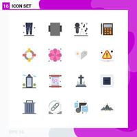 16 Flat Color concept for Websites Mobile and Apps math calculator microphone calculation account Editable Pack of Creative Vector Design Elements