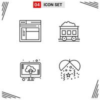 4 iconos estilo de línea cuadrícula basada en símbolos de contorno creativo para el diseño de sitios web signos de icono de línea simple aislados en fondo blanco 4 conjunto de iconos vector