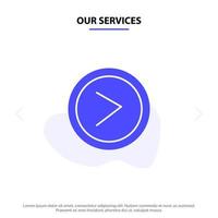 Our Services Arrow Interface Right User Solid Glyph Icon Web card Template vector