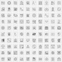 paquete de 100 iconos de líneas universales para móviles y web vector