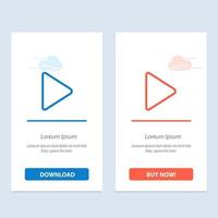 Control Media Play Video  Blue and Red Download and Buy Now web Widget Card Template vector